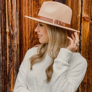 Camel Belted fedora hat